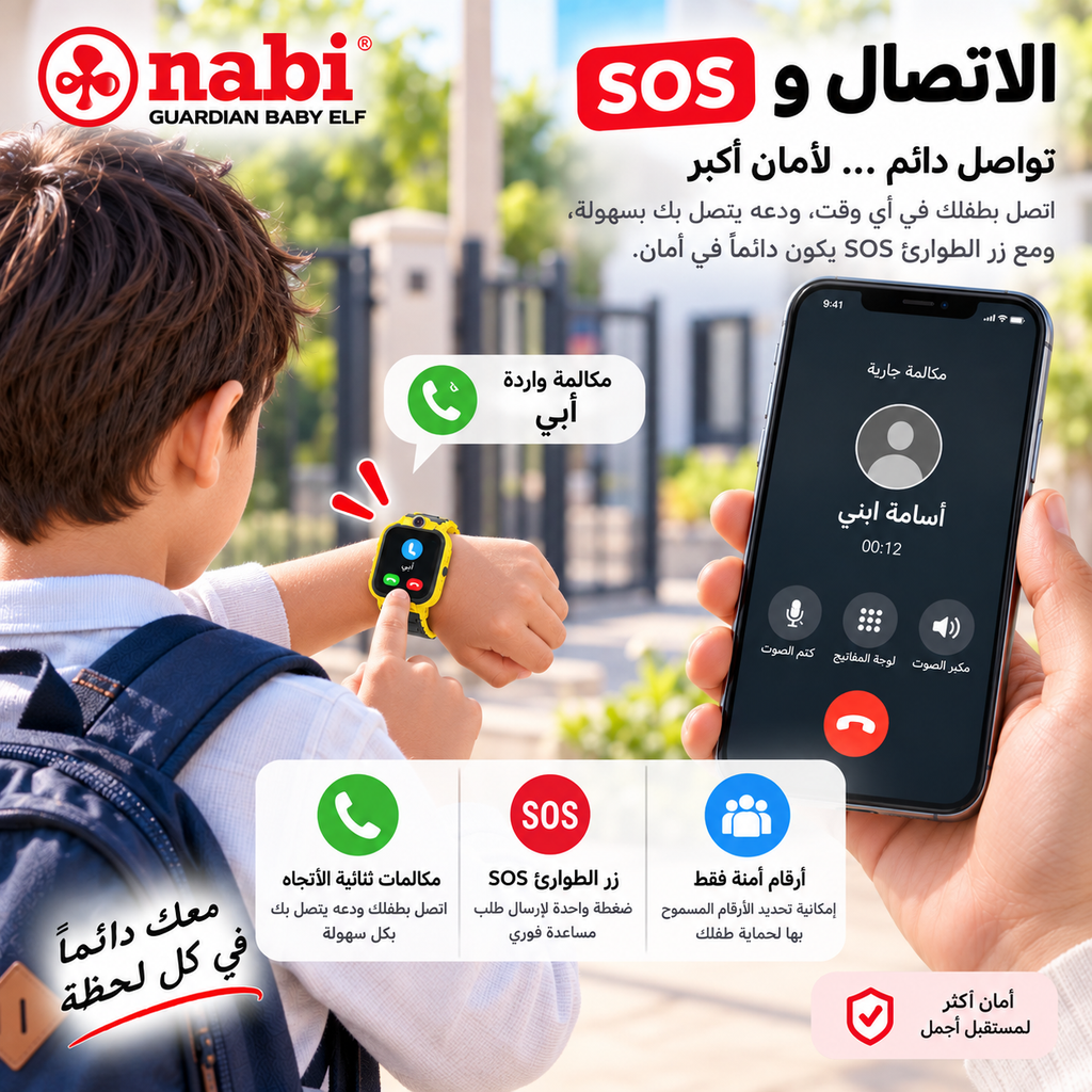 ساعة NABI الذكية للأطفال – GPS وSOS